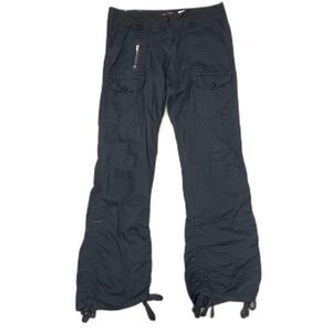 Unionbay Cargo Pants Black Cotton Baggy Fit Drawstring Streetwear Grunge Size 7